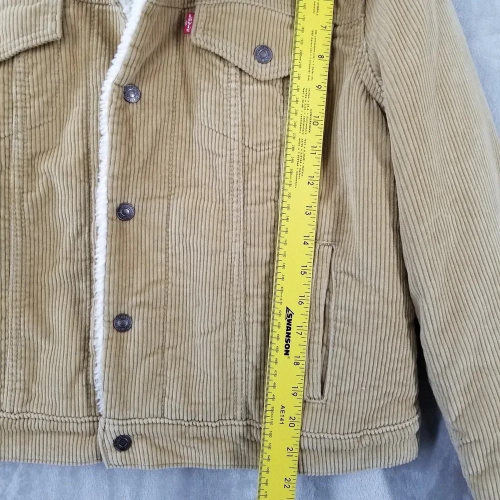 Levis Jacket Kids XL Tan Cotton Corduroy Sherpa Lined‎ Trucker Sherpa Lined